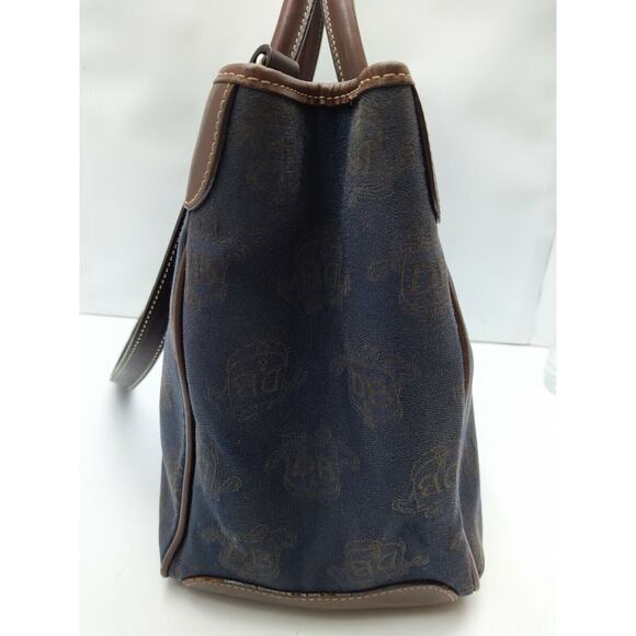 Dooney & Bourke Midnight Blue Canvas Leather Trim Top Handle Satchel Bag - Picture 5 of 12